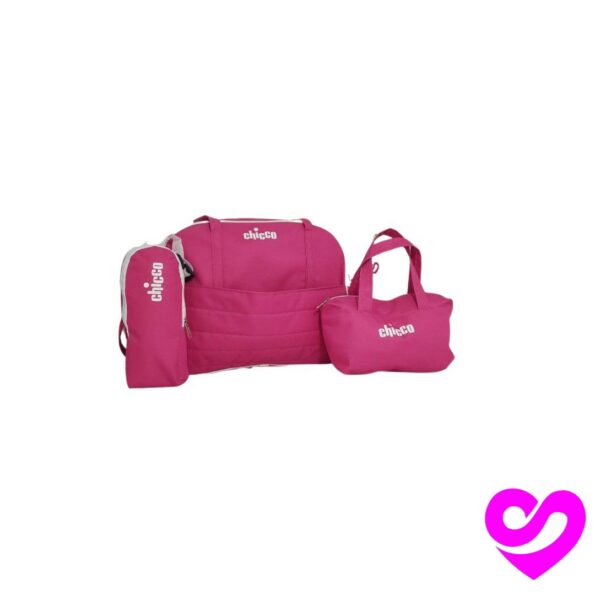 Sac maman chicco rose + trousse d’objet + cache biberon thermastat