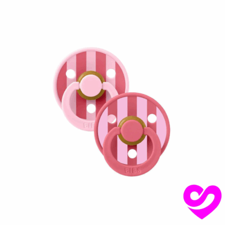 BIBS 02 SUCETTES NATURAL RUBBER BABY PINK CORAL SIZE1 0M+