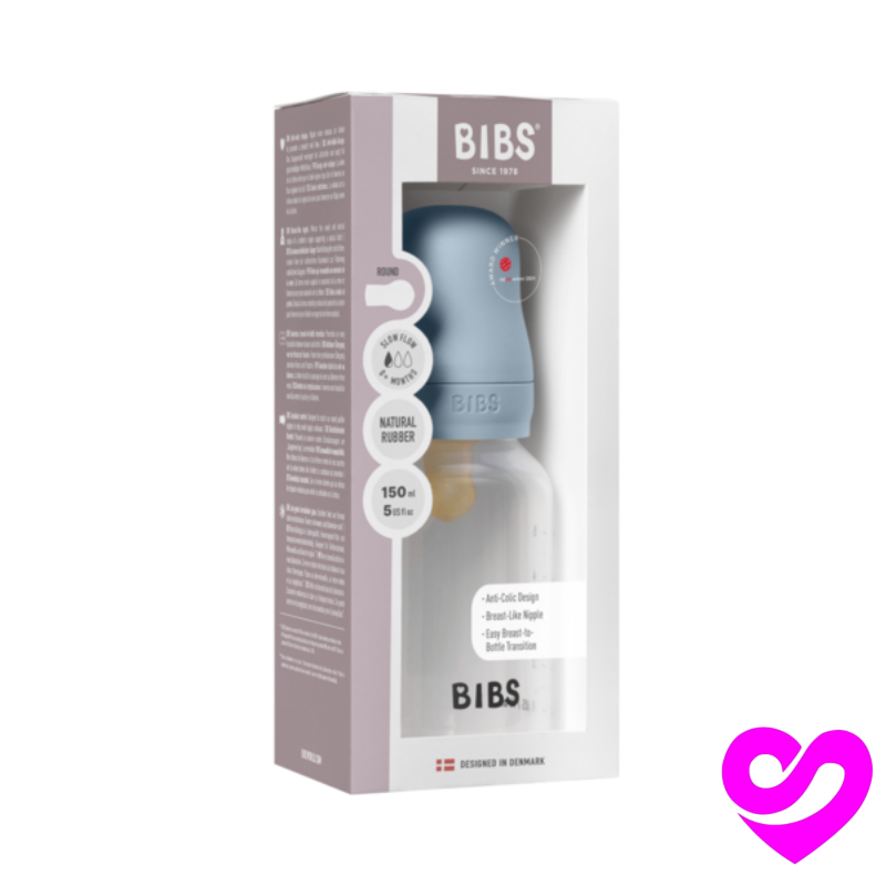 BIBS BIBERON BOTTLE LATEX SLOW FLOW BABY BLUE 0M+ 150ML