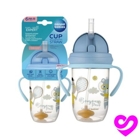 Tasse Anti-déversement avec Paille Lestée 270ml – Bonjour Paris – Bleu Ref 56/607