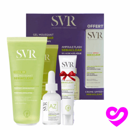 SVR COFFRET SEBIACLEAR GEL MOUSSANT 200ML+AMPOULE AZ FLASH ANTI IMPERFECTIONS 30ML+CREME SOLAIRE MATIFIANTE SPF50 40ML (OFFERT)